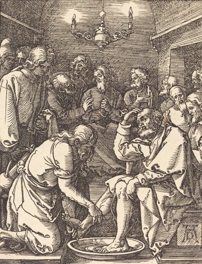 弟子たちの足を洗うキリスト、おそらくc。 15091510。 作： Albrecht Dürer