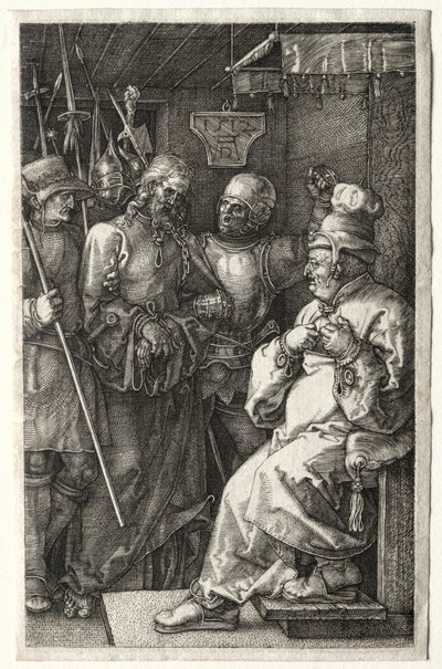 カイアファスの前のキリスト、1512年。 作： Albrecht Dürer