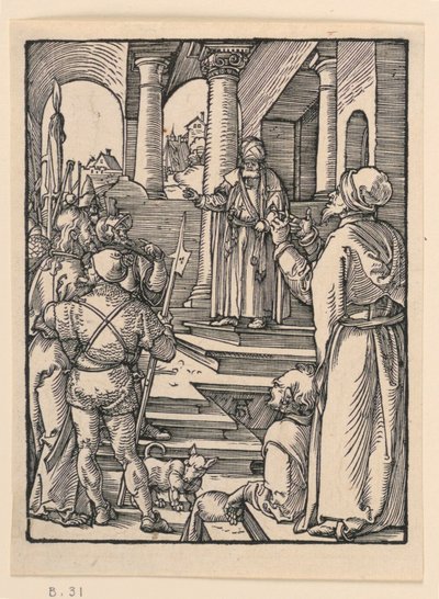 リトル・パッション・シリーズより、ピラトの前のキリスト 作： Albrecht Dürer