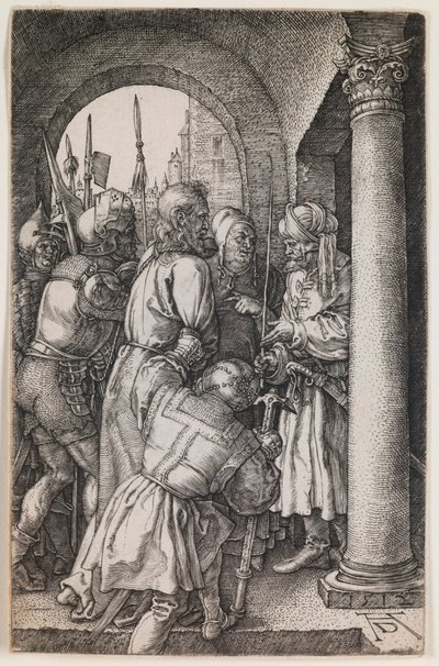 シリーズ「刻まれた受難」よりピラトの前のキリスト 作： Albrecht Dürer