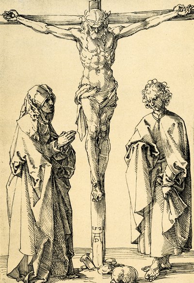メアリーとジョンとの十字架上のキリスト 作： Albrecht Dürer