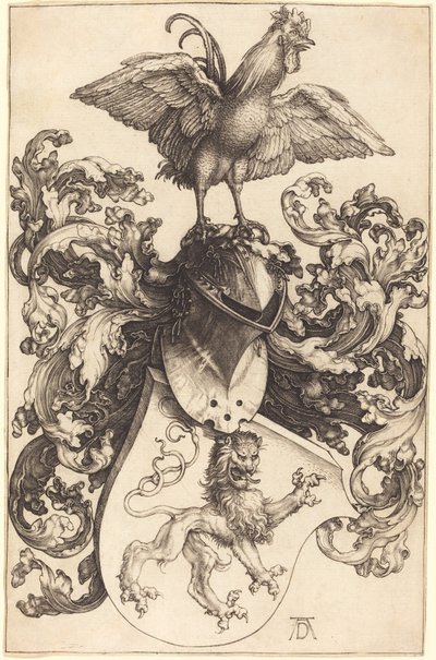 ライオンとコックのある腕のコート 作： Albrecht Dürer
