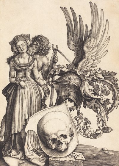 頭蓋骨のある紋章、1503年。 作： Albrecht Dürer