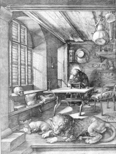 独房にいる聖ヒエロニムス 作： Albrecht Dürer