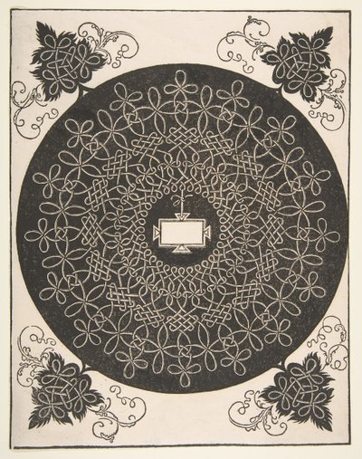 1521年以前の中央に長方形のパネルがある刺繍模様。 作： Albrecht Dürer