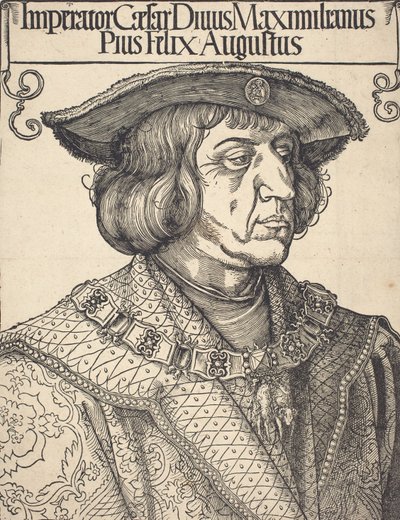 マクシミリアン1世皇帝、c。 1518年。 作： Albrecht Dürer