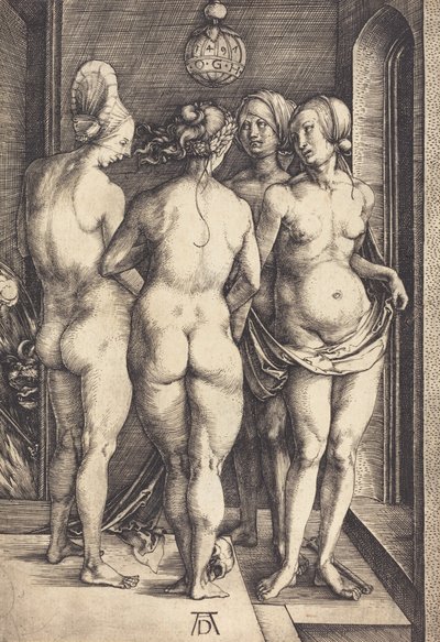 4 人の裸の女性、1497 年。 作： Albrecht Dürer