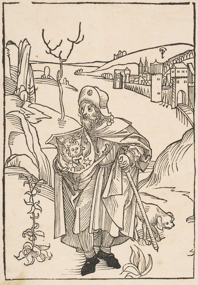 巡礼者としてのガーソン、ガーソニスオペラの前奏曲、1489年 作： Albrecht Dürer