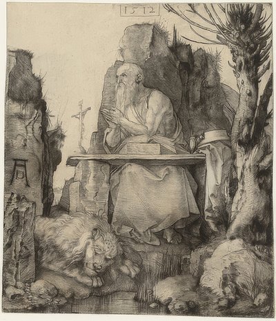 柳の横にある聖ジェローム。 1512 作： Albrecht Dürer