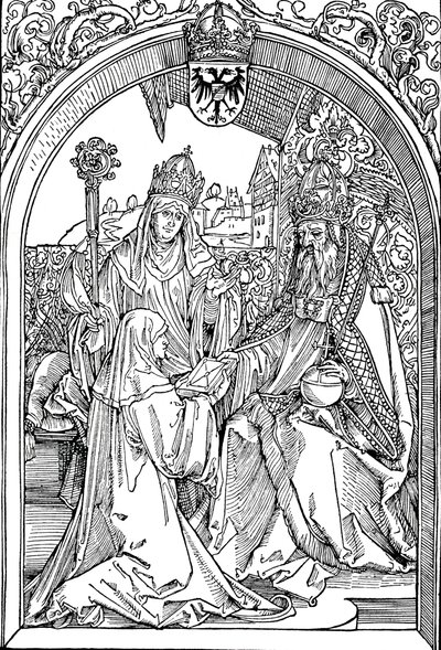 皇帝オットー1世に本を贈るフロツビタI、1501 1906 作： Albrecht Dürer
