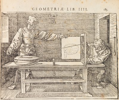 幾何学的実体の4冊の本、1528年。 作： Albrecht Dürer
