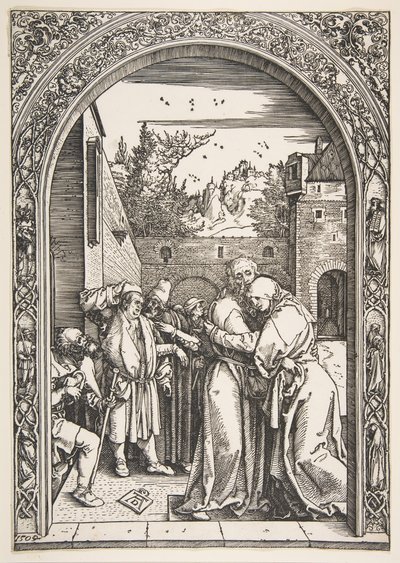 聖母の生涯、1504年、ゴールデンゲートのヨアヒムとアンナ。 作： Albrecht Dürer