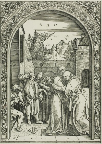 『聖母の生涯』より、黄金の門で出会うヨアヒムと聖アンナ 作： Albrecht Dürer