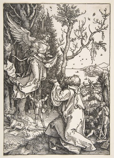 ヨアヒムと天使、バージンの生活、ca。 1504。 作： Albrecht Dürer