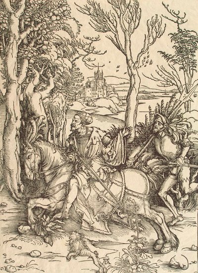 騎士とランスクネ、c1497。 作： Albrecht Dürer