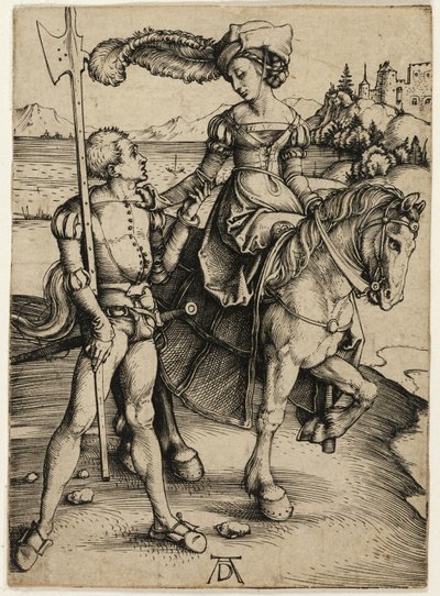 馬に乗った女性とランツクネヒト 作： Albrecht Dürer