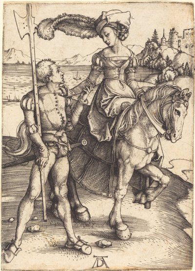 馬上の貴婦人とランスクネ 作： Albrecht Dürer