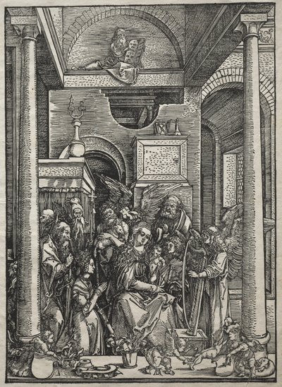 聖母の生涯：聖人と天使による聖母と子の礼拝 作： Albrecht Dürer