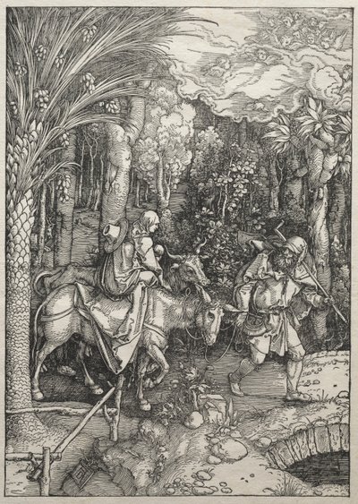 聖母の生涯：エジプトへの飛行、1504- 1505年。 作： Albrecht Dürer
