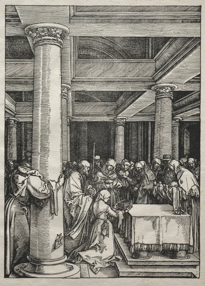 聖母の生涯：神殿でのイエスの贈り物、1504-1505年。 作： Albrecht Dürer