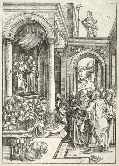 聖母の生涯：寺院での若い聖母のプレゼンテーション 作： Albrecht Dürer