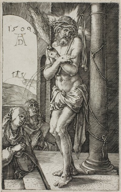 柱のそばの悲しみの男、「刻まれた情熱」の口絵、 作： Albrecht Dürer