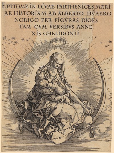 三日月の上のマリア、「マリアの生涯」シリーズの第1枚 作： Albrecht Dürer