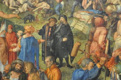 万人のキリスト教徒の殉教；詳細：デューラーとコンラッド・セルティス。 作： Albrecht Dürer