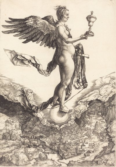 ネメシス ザ グレート フォーチュン、c. 15011502。 作： Albrecht Dürer