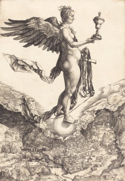 ネメシス ザ グレート フォーチュン、c. 15011502。 作： Albrecht Dürer