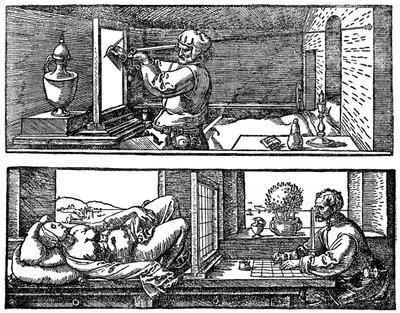 遠近法、1525、1936 作： Albrecht Dürer