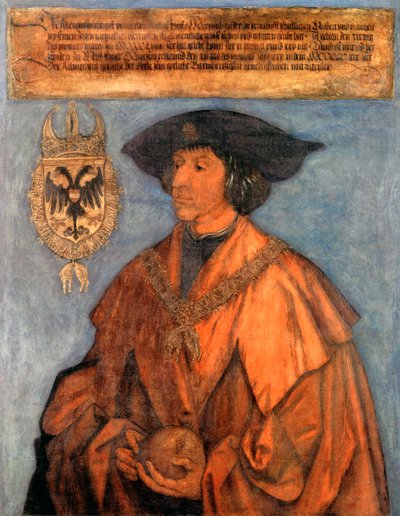皇帝マクシミリアン1世の肖像1459-1519、c。 1512 作： Albrecht Dürer