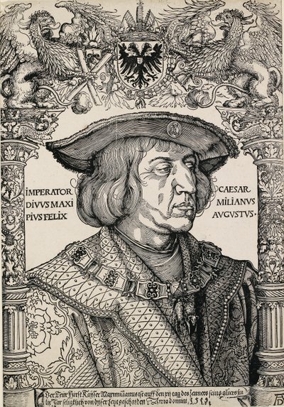 皇帝マクシミリアン1世の肖像、c1519 作： Albrecht Dürer