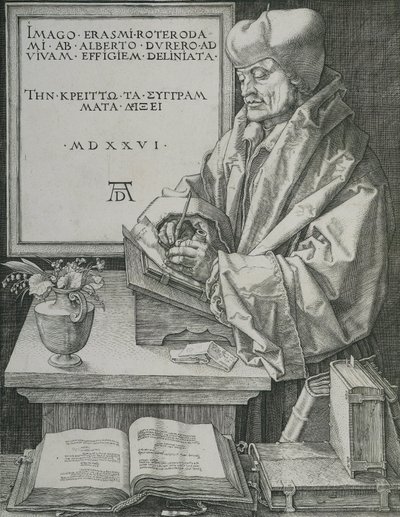 エラスムスの肖像、1526年 作： Albrecht Dürer