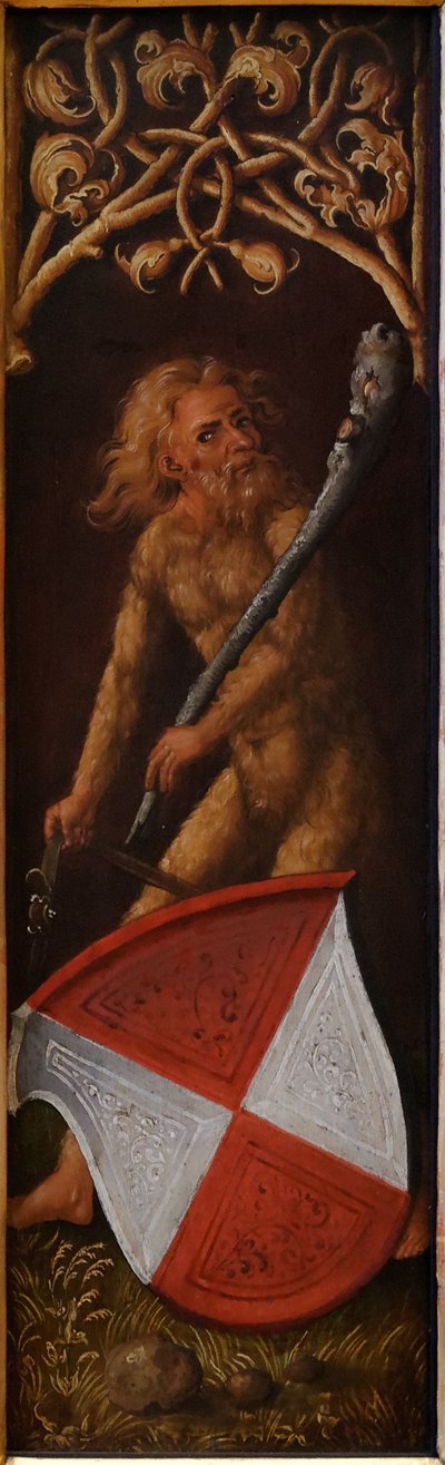 Porträt von Oswolt Krel: "Sylvan Men" mit Wappenschildern von Agathe von Esendorf 作： アルブレヒト・デューラー