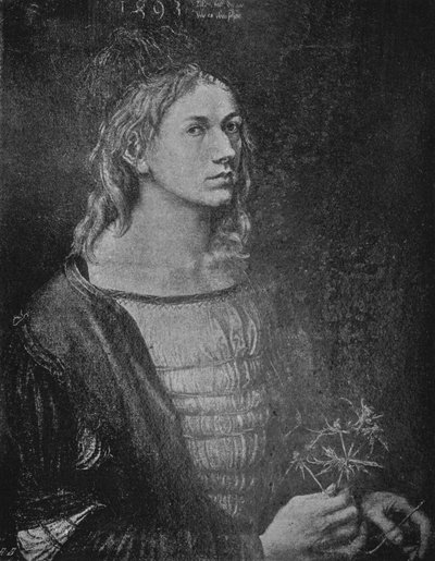 アザミを持っている芸術家の肖像、1493、1906 作： Albrecht Dürer