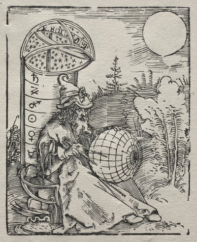 プトレマイオスがヒメルズグロブスに送る 作： Albrecht Dürer