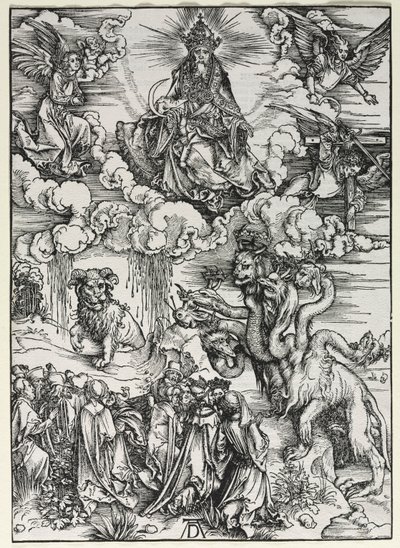 聖ヨハネの啓示：ラムズホーンの獣、1511年。 作： Albrecht Dürer