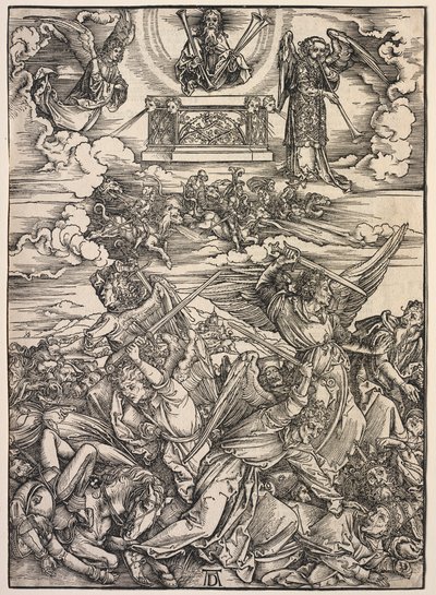 聖ヨハネの啓示：四大破壊天使、1511年。 作： Albrecht Dürer