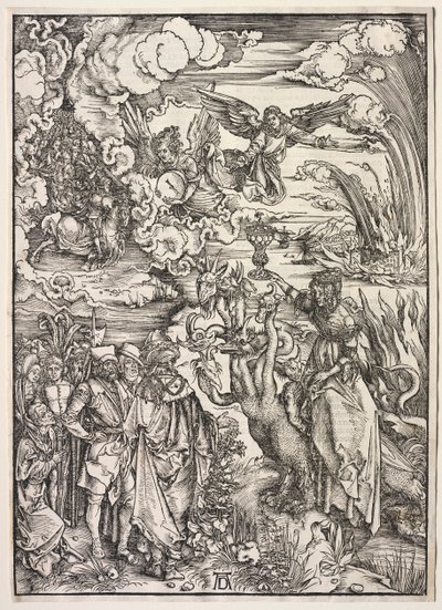 聖ヨハネの黙示録：バビロンの女、1511年。 作： Albrecht Dürer