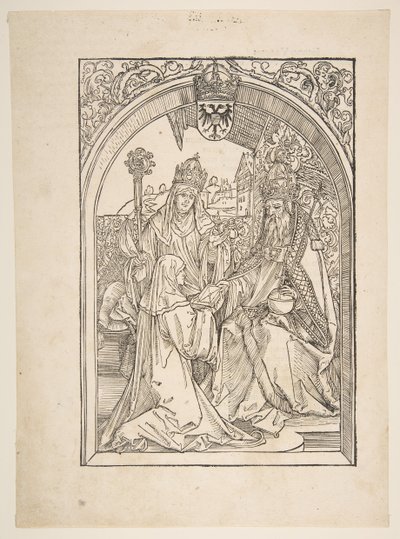 Rosvitha 皇帝オットー 1 世に喜劇を贈る。Opera Hrosvi の挿絵 作： Albrecht Dürer