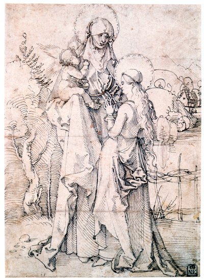 聖アンナの子と聖母マリア、c1500 作： Albrecht Dürer