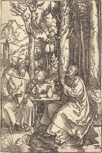 荒野の聖アントニオと聖パウロ 作： Albrecht Dürer