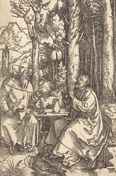荒野の聖アンソニーと聖パウロ、c。 1504年。 作： Albrecht Dürer