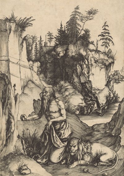 荒野の聖ジェローム・ペニテント、c。 1496年。 作： Albrecht Dürer