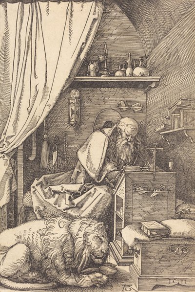 独房にいる聖ヒエロニムス、1511 年。 作： Albrecht Dürer