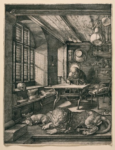 彼の独房の聖ジェローム 作： Albrecht Dürer