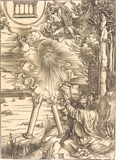 本をむさぼり食う聖ヨハネ 作： Albrecht Dürer