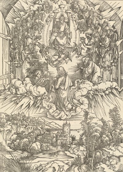 神と長老たちの前の聖ヨハネ、1498年。 作： Albrecht Dürer