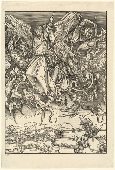 ドラゴンと戦う聖ミカエル 作： Albrecht Dürer
